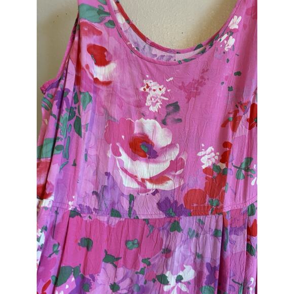 VTG Jams World Womens Pink Floral Hawaiian Boho Sleeveless Pockets Midi Dress M - Picture 8 of 16